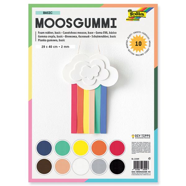 Moosgummi - Platten, 10 Stk., bunt