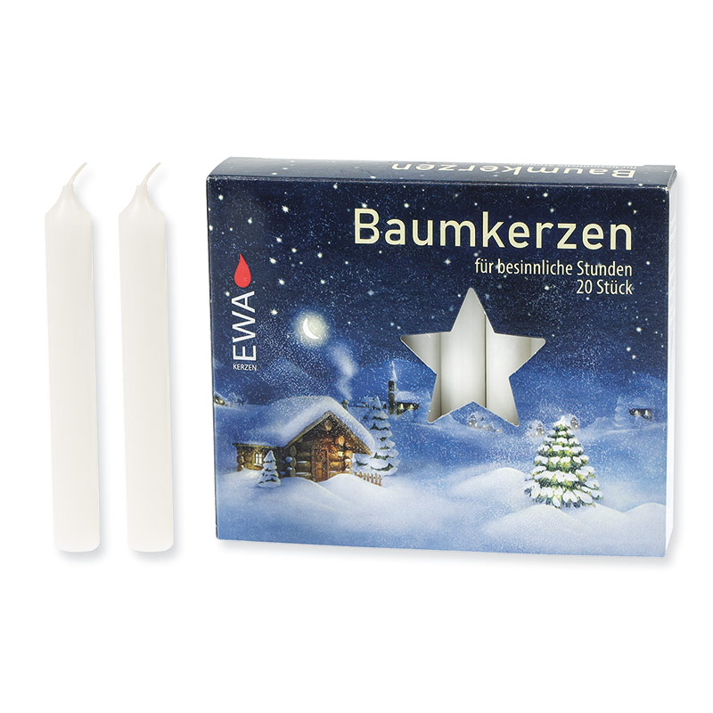 Baumkerzen, 20 Stk./Pkg., Weiß