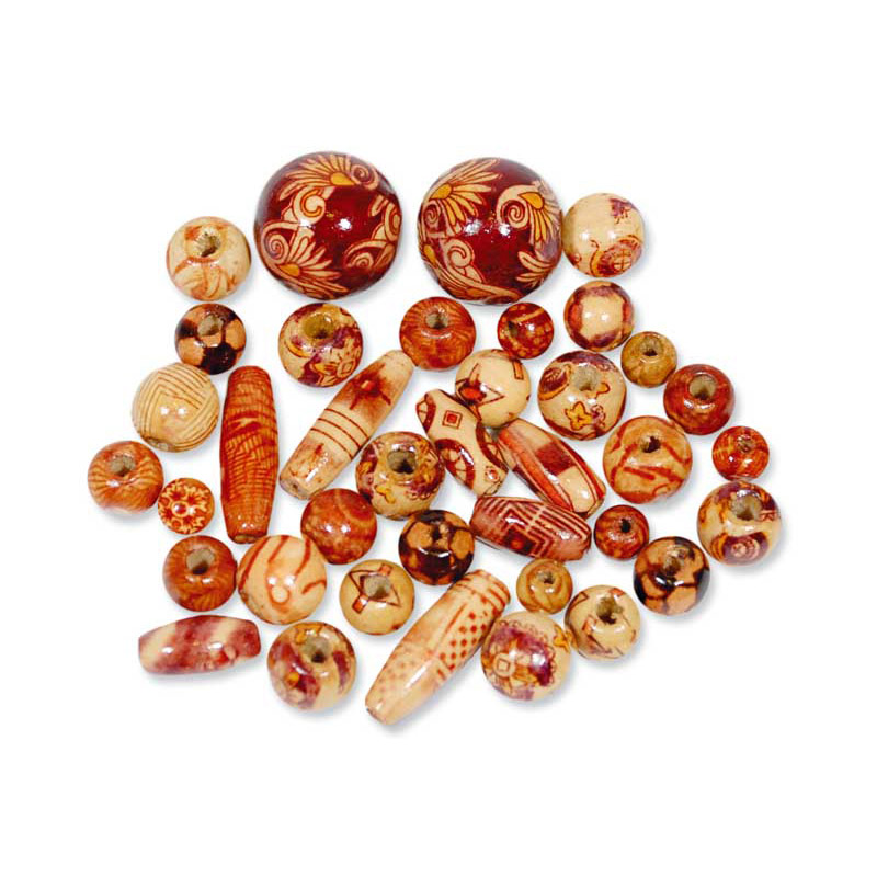 Create It Easy Holzperlen Mix 12mm - 28 Stück Braun FSC-zertifiziert